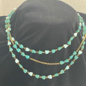 Turquoise Multi-Strand Goldtone Necklace NWOT